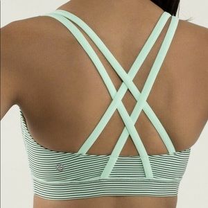 Lululemon Energy Bra (4) Mint Green Black Stripe
